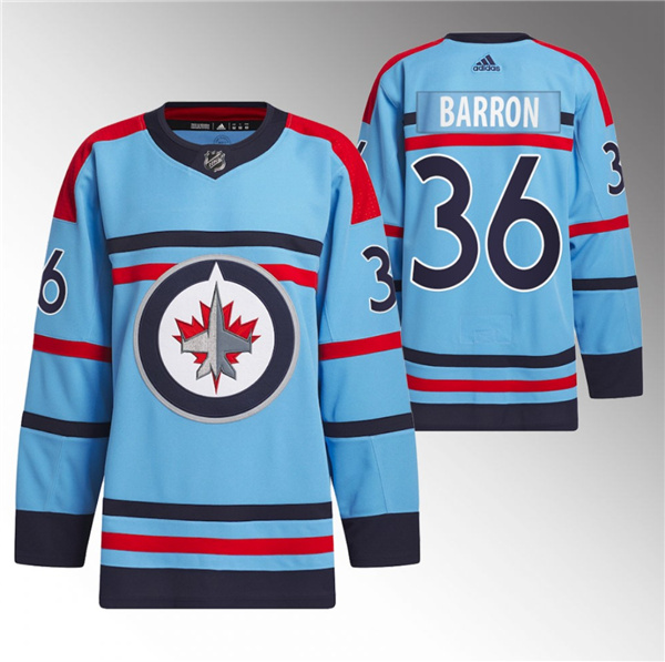 Men's Winnipeg Jets #36 Morgan Barron Light Blue Anniversary Primegreen Stitched Jersey