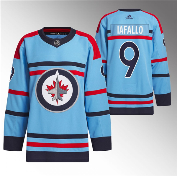 Men's Winnipeg Jets #9 Alex Iafallo Light Blue Anniversary Primegreen Stitched Jersey