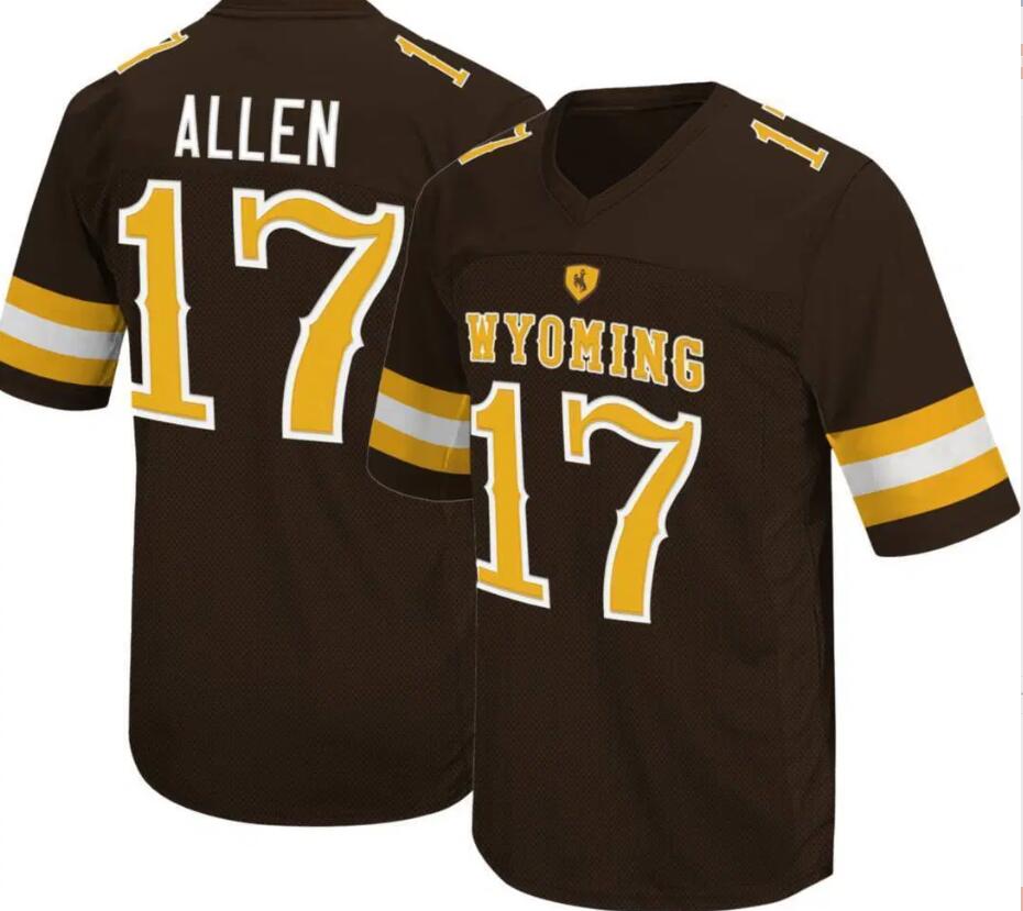 Men's Wyoming Cowboys Josh Allen #17 Brown Replica Retro Brand Football Jersey