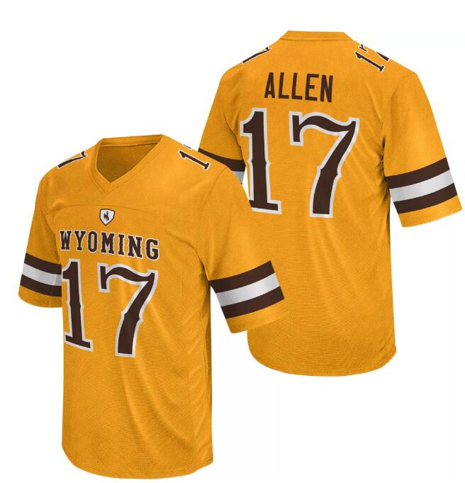 Men's Wyoming Cowboys Josh Allen #17 Gold Replica Retro Brand Football Jersey