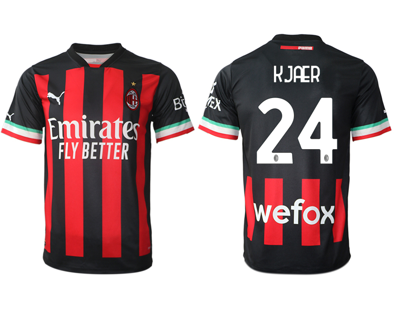 Men AC milan 24 KJAER home Black aaa version any name 2022-2023 jersey