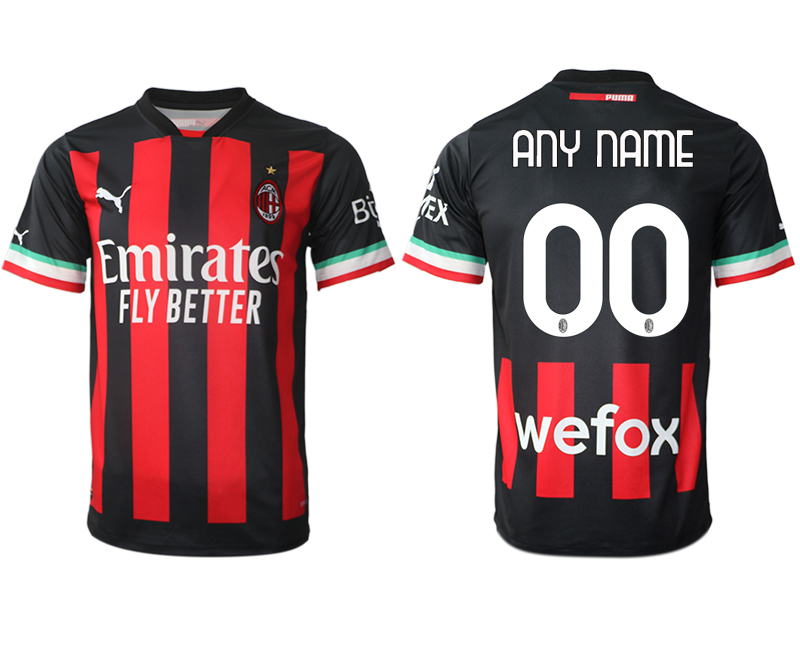 Men AC milan Custom home Black aaa version any name 2022-2023 jersey