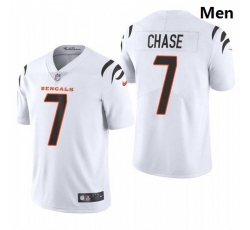 Men Cincinnati Bengals #7 Ja'Marr Chase White 2021 Draft Jersey