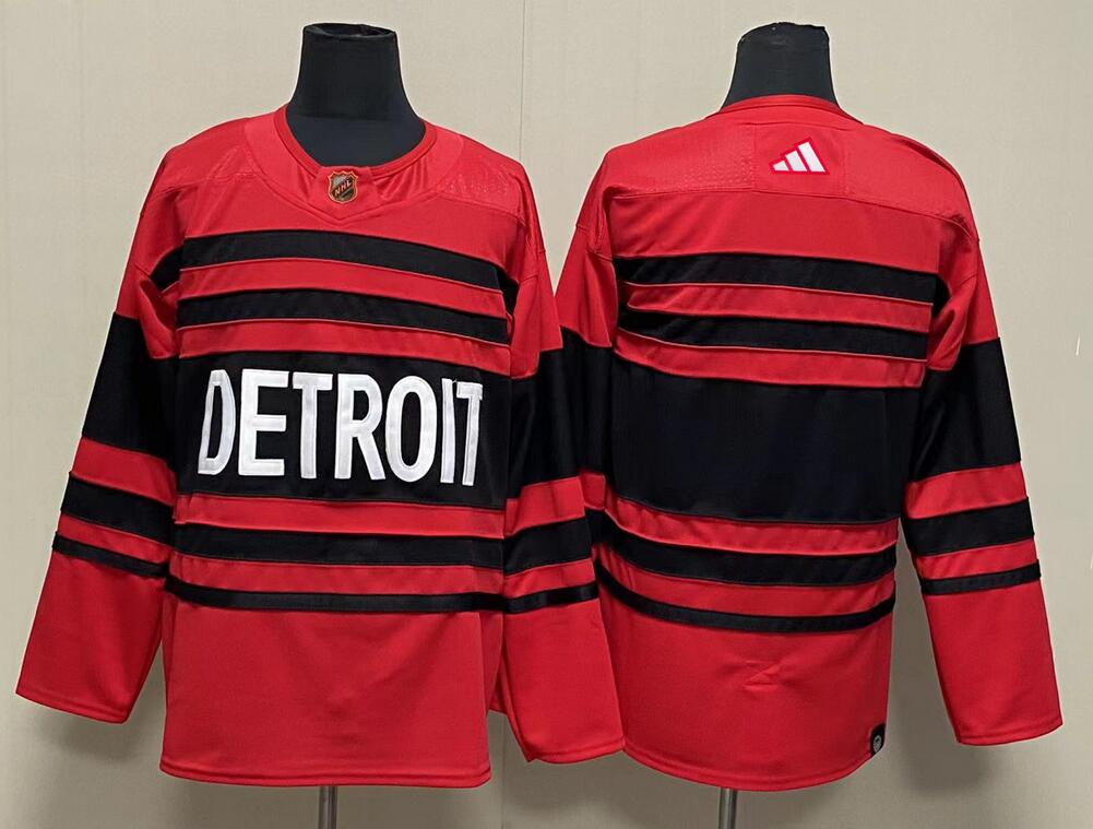 Men Detroit Red Wings Blank Red 2022-23 Reverse Retro Stitched Jersey