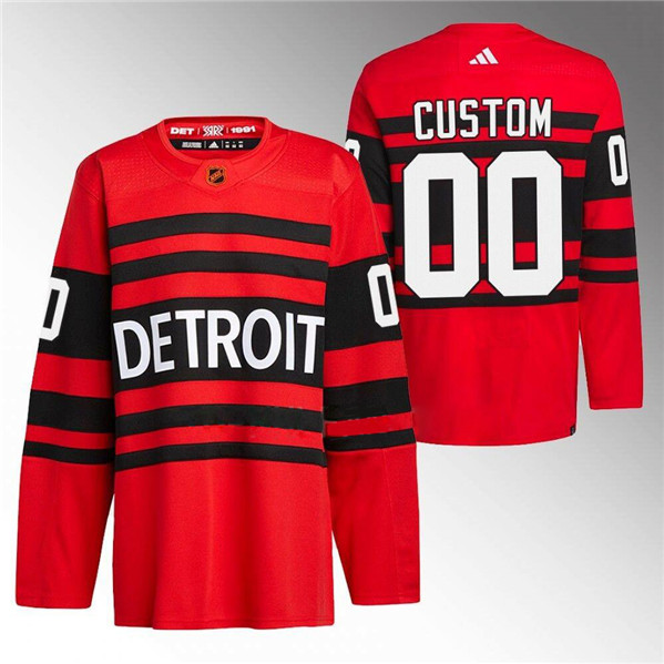Men/Women/Youth Detroit Red Wings Custom Red 2022-23 Reverse Retro Stitched Jersey