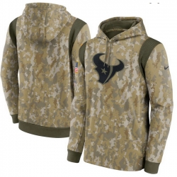 Men Houston Texans Nike Camo 2021 Salute To Service Therma Performance Pullover Hoodie