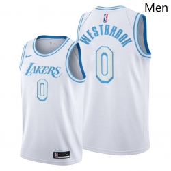 Men Lakers Russell Westbrook 2021 trade white city edition jersey