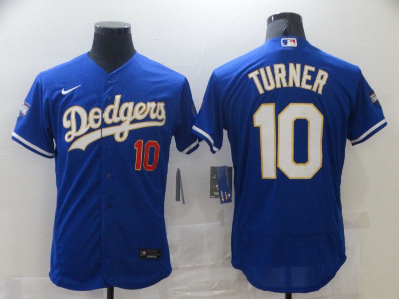 Men Los Angeles Dodgers 10 Turner Blue Elite 2021 Nike MLB Jersey