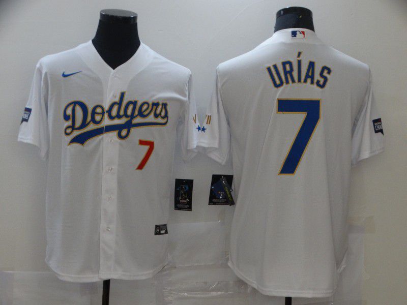 Men Los Angeles Dodgers 7 Urias White Game 2021 Nike MLB Jerseys
