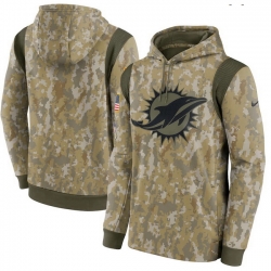 Men Miami Dolphins Nike Camo 2021 Salute To Service Therma Performance Pullover Hoodie