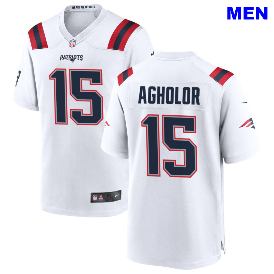 Men New England Patriots #15 Nelson Agholor White Away 2021 Vapor Limited Football Jersey