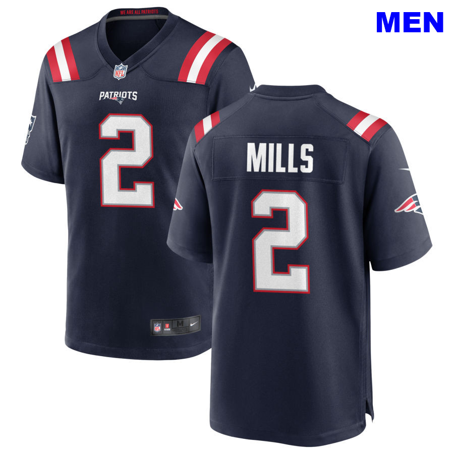 Men New England Patriots #2 Jalen Mills Navy Home 2021 Vapor Limited Football Jersey