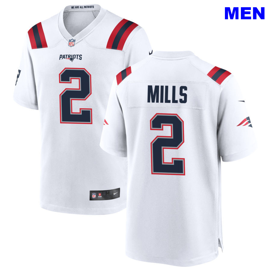 Men New England Patriots #2 Jalen Mills White Away 2021 Vapor Limited Football Jersey