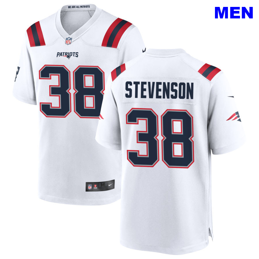 Men New England Patriots #38 Rhamondre Stevenson White Away 2021 Vapor Limited Football Jersey