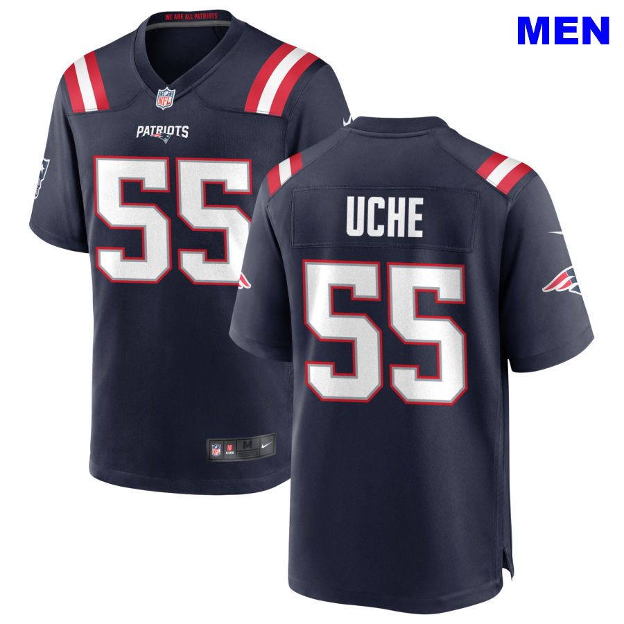 Men New England Patriots #55 Josh Uche Navy Home 2021 Vapor Limited Football Jersey