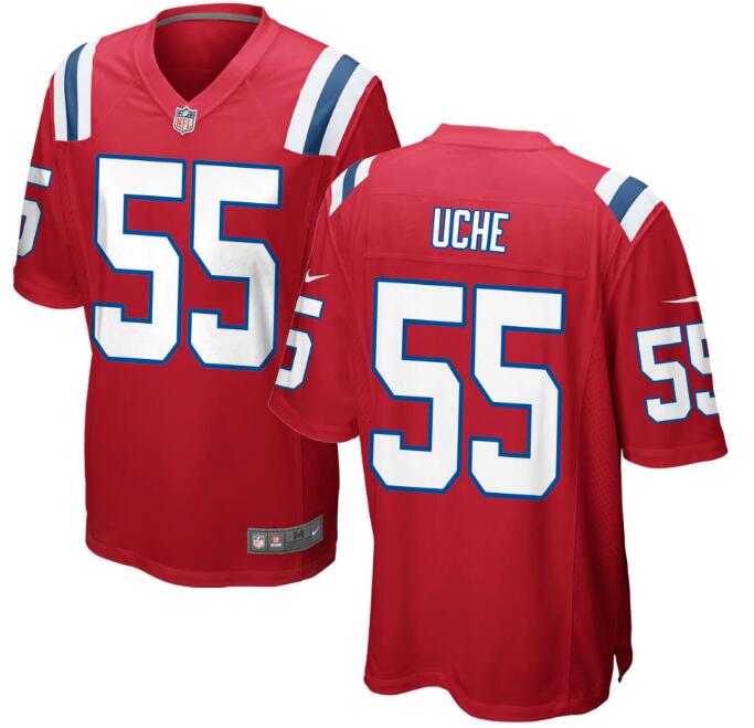 Men New England Patriots #55 Josh Uche Red Game Football Jersey