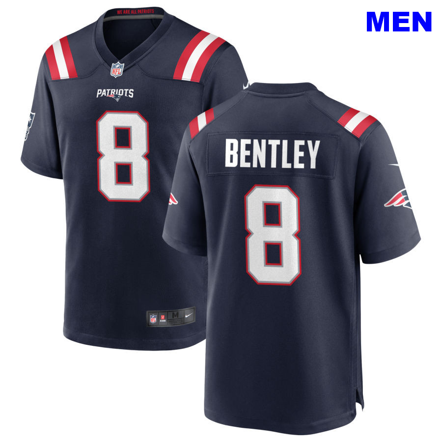 Men New England Patriots #8 Ja'Whaun Bentley Navy Home 2021 Vapor Limited Football Jersey