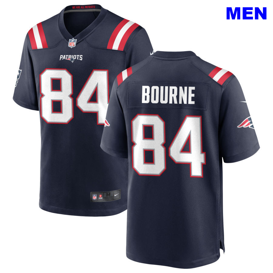Men New England Patriots #84 Kendrick Bourne Navy Home 2021 Vapor Limited Football Jersey