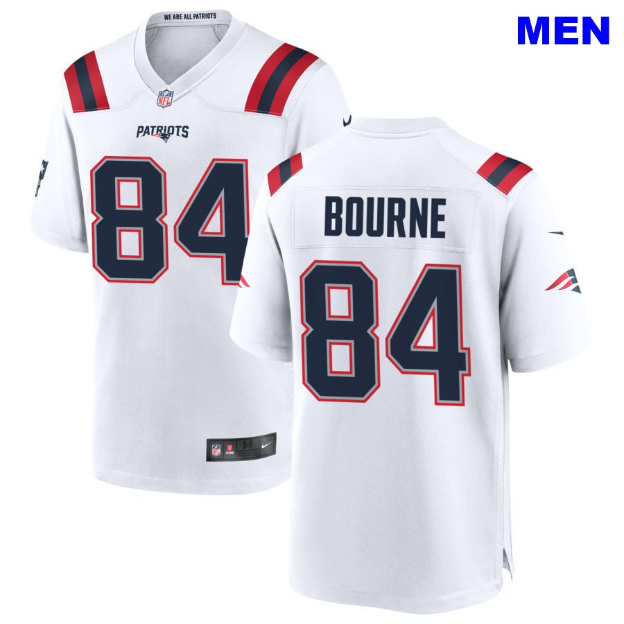 Men New England Patriots #84 Kendrick Bourne White Away 2021 Vapor Limited Football Jersey