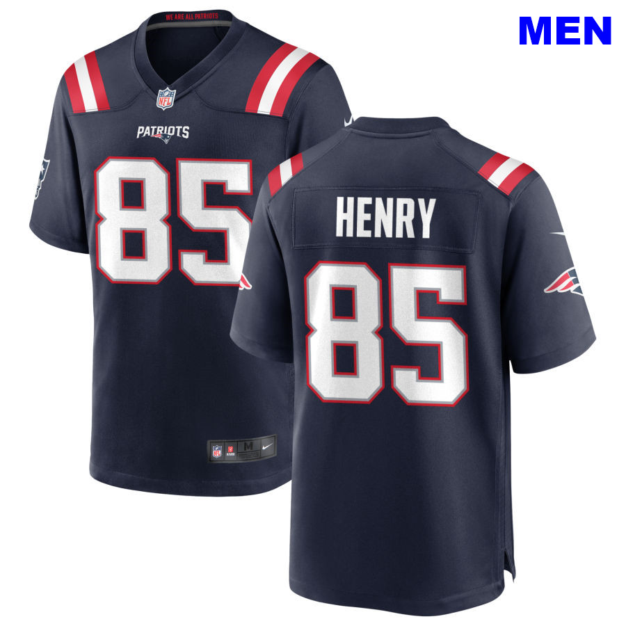 Men New England Patriots #85 Hunter Henry Navy Home 2021 Vapor Limited Football Jersey