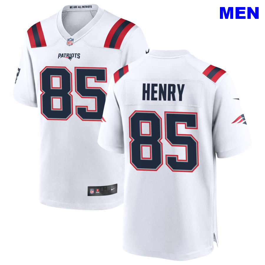 Men New England Patriots #85 Hunter Henry White Away 2021 Vapor Limited Football Jersey