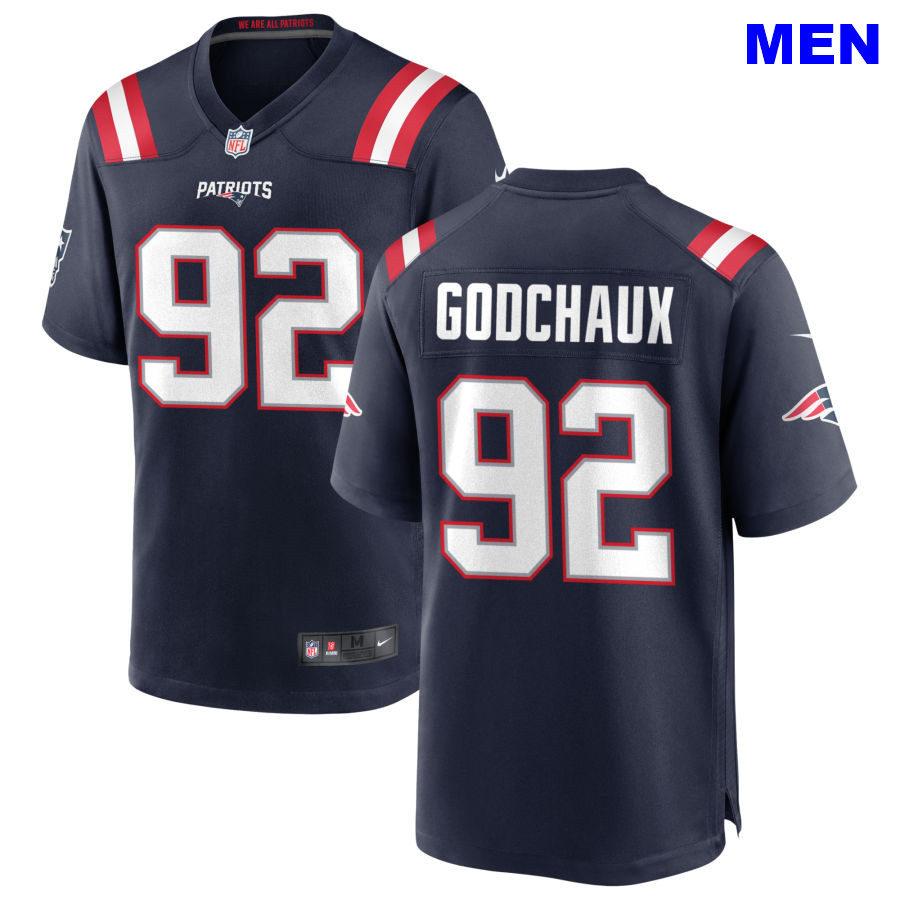 Men New England Patriots #92 Davon Godchaux Navy Home 2021 Vapor Limited Football Jersey