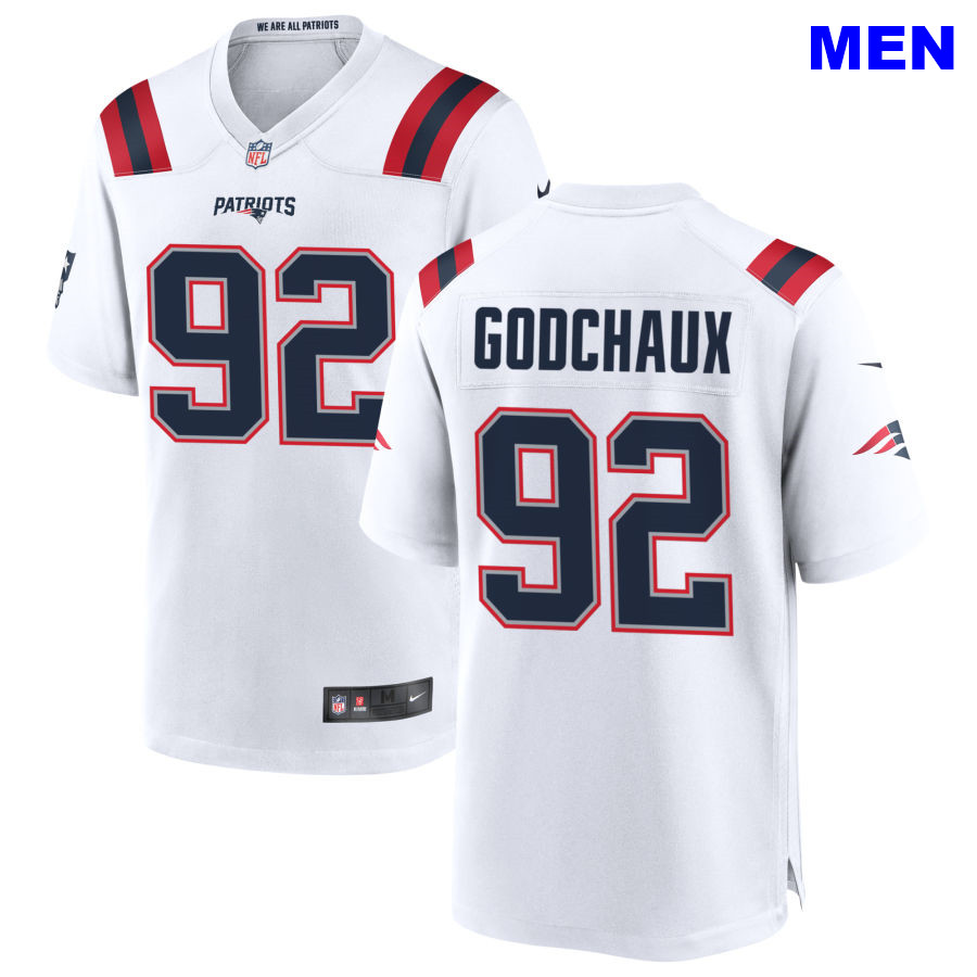 Men New England Patriots #92 Davon Godchaux White Away 2021 Vapor Limited Football Jersey