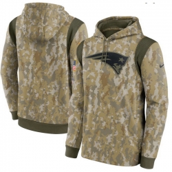 Men New England Patriots Nike Camo 2021 Salute To Service Therma Performance Pullover Hoodie