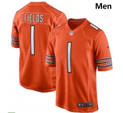 Men Nike Chicago Bears #1 Justin Fields Orange 2021 NFL Draft First Round Pick Alternate Game Jersey