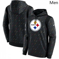 Men Pittsburgh Steelers Nike Charcoal 2021 NFL Crucial Catch Therma Pullover Hoodie