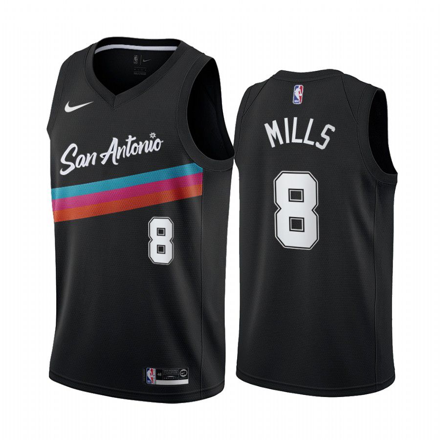 Men San Antonio Spurs #8 patty mills black city edition fiesta colors 2020 nba jersey