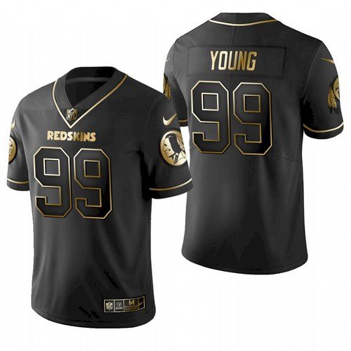 Men Washington Football Team #99 Chase Young Black Golden Limited Jersey