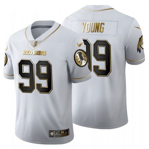 Men Washington Football Team #99 Chase Young White Golden Limited Jersey