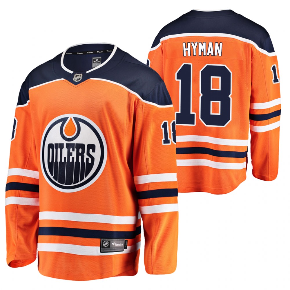 Men's Edmonton Oilers #18 Zach Hyman Orange 2021 Home Player Jersey