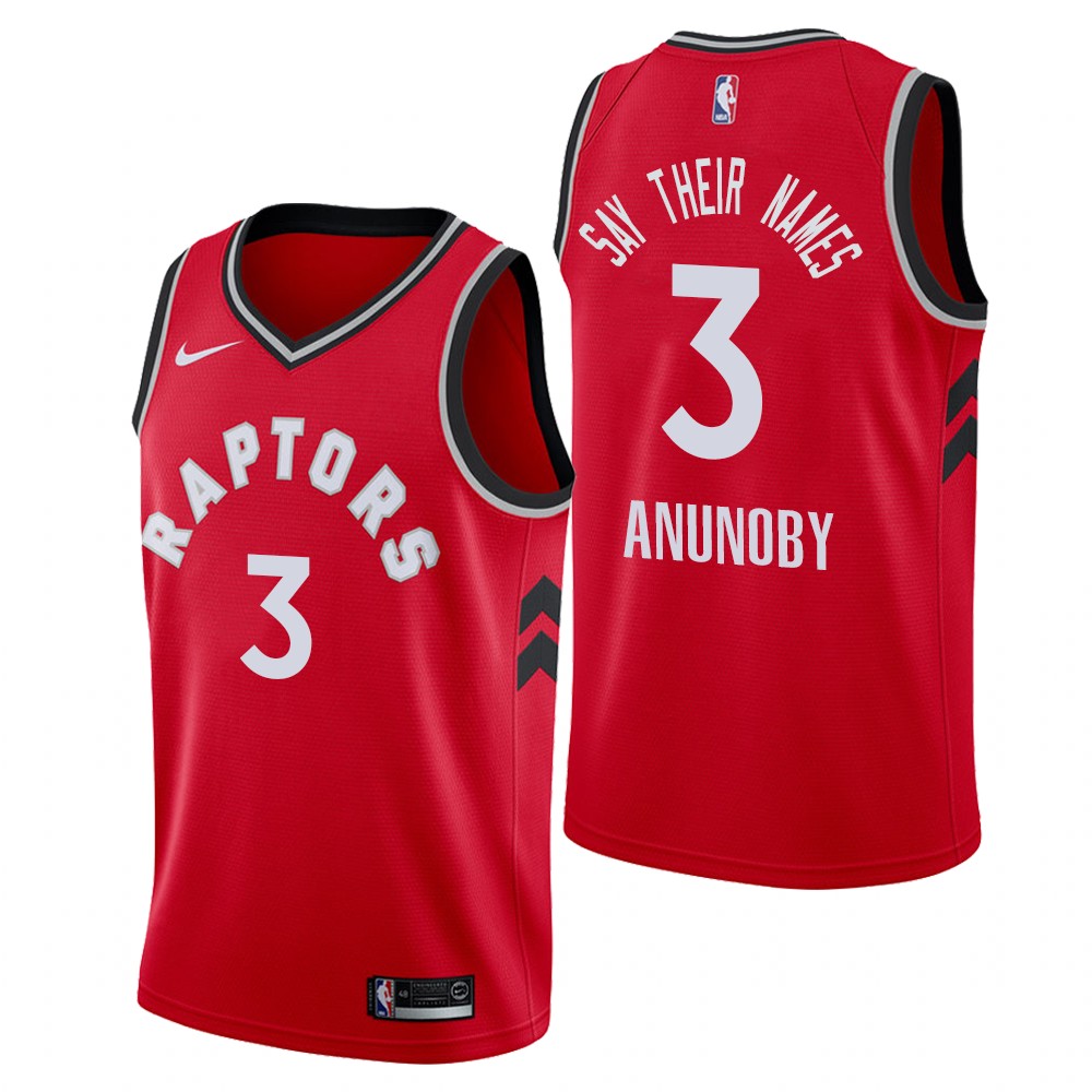 Men's Toronto Raptors #3 Anunoby Orlando Return Say Their Names Jersey Red