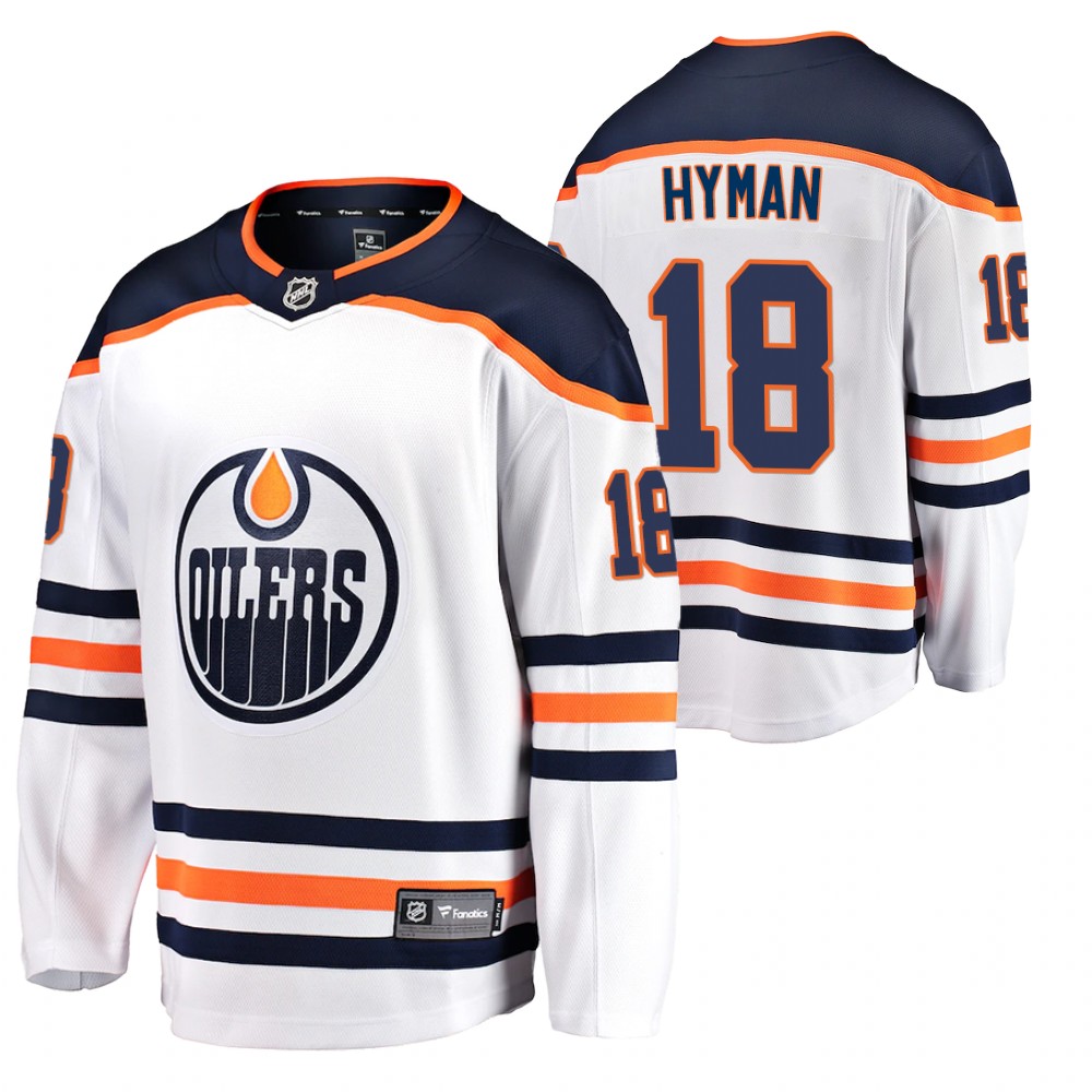 Men's Edmonton Oilers #18 Zach Hyman White 2021 Away Player Jersey