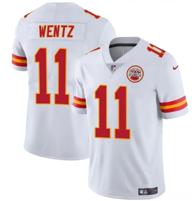 Men’s Kansas City Chiefs #11 Carson Wentz White Vapor Untouchable Limited Football Stitched Jersey