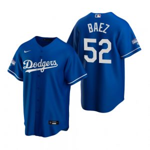 Men's Los Angeles Dodgers #52 Pedro Baez Royal 2020 World Series Champions Replica Jersey