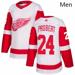 Mens Adidas Detroit Red Wings 24 Bob Probert Authentic White Away NHL Jersey