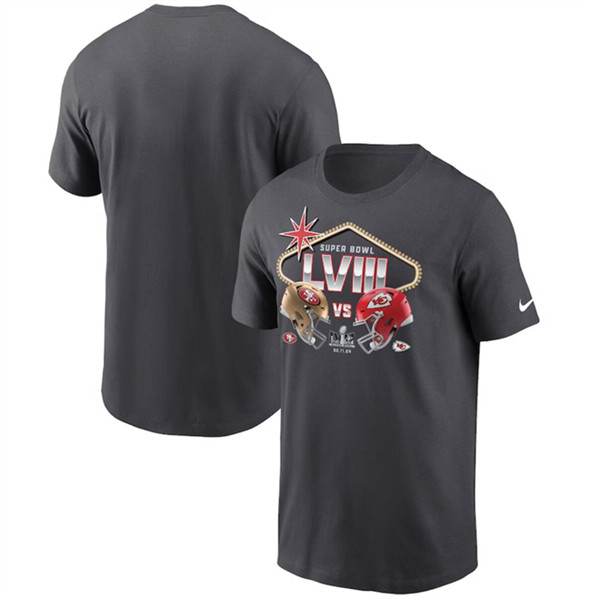 Mens Anthracite Kansas City Chiefs vs. San Francisco 49ers Super Bowl LVIII Matchup T-Shirt