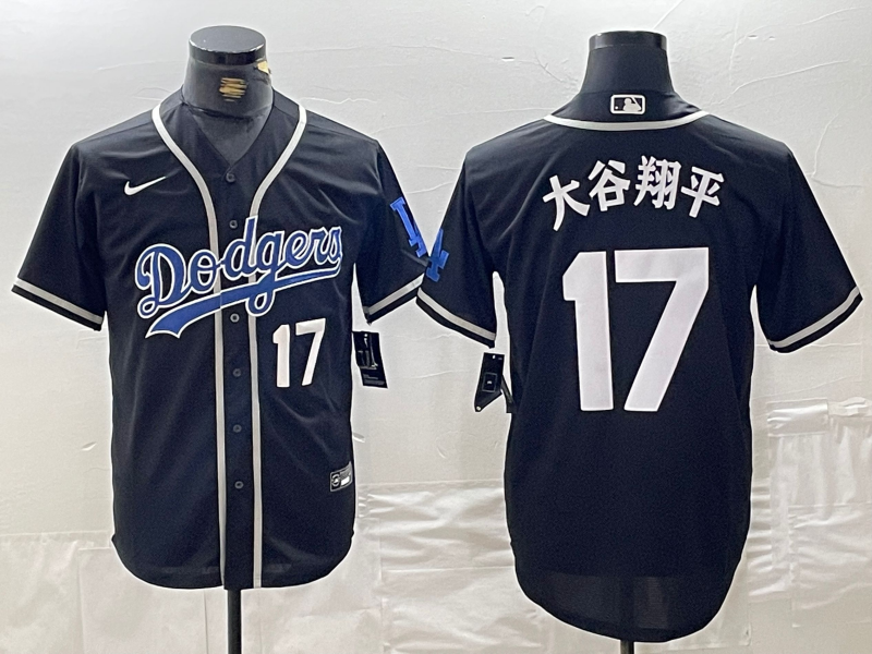 Mens Brooklyn Dodgers #17 大谷翔平 Shohei Ohtani Black Cool Base With Patch Stitched Baseball Jersey