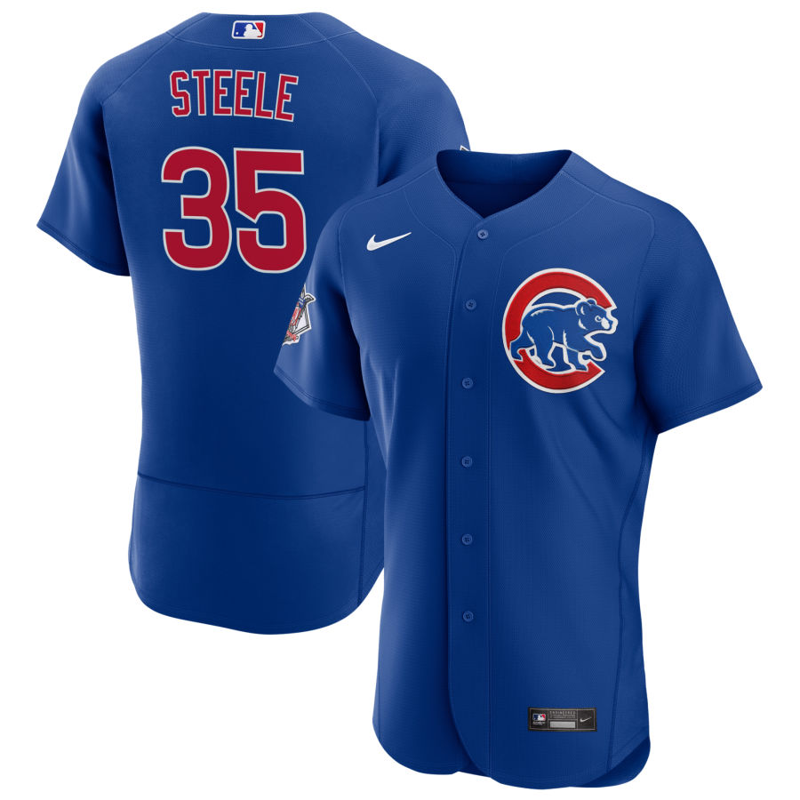 Mens Chicago Cubs #35 Justin Steele Nike Royal Alternate FlexBase Player Jersey