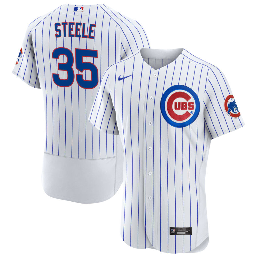 Mens Chicago Cubs #35 Justin Steele Nike White Home FlexBase Player Jersey