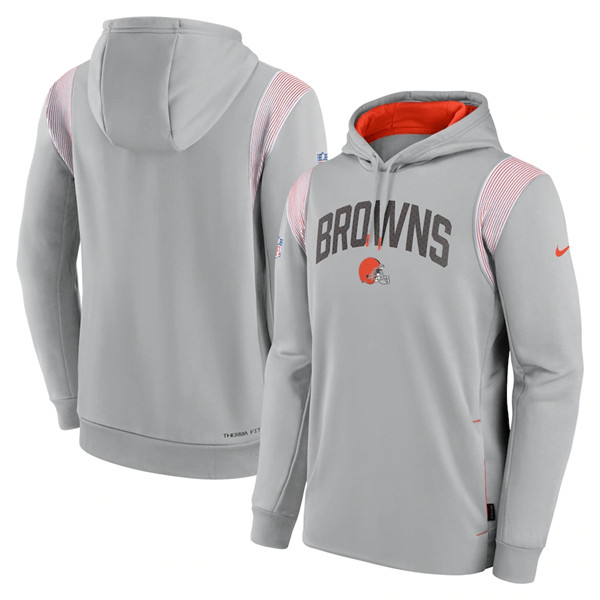 Mens Cleveland Browns Gray Sideline Stack Performance Pullover Hoodie