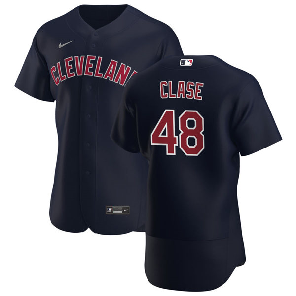 Mens Cleveland Guardians #48 Emmanuel Clase Nike Cleveland Navy Alternate Flex Base Jersey