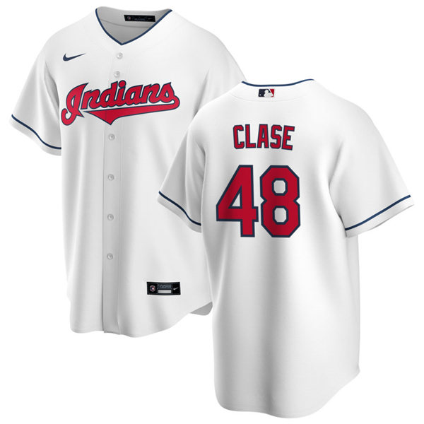 Mens Cleveland Guardians #48 Emmanuel Clase Nike Home White Cool Base Jersey