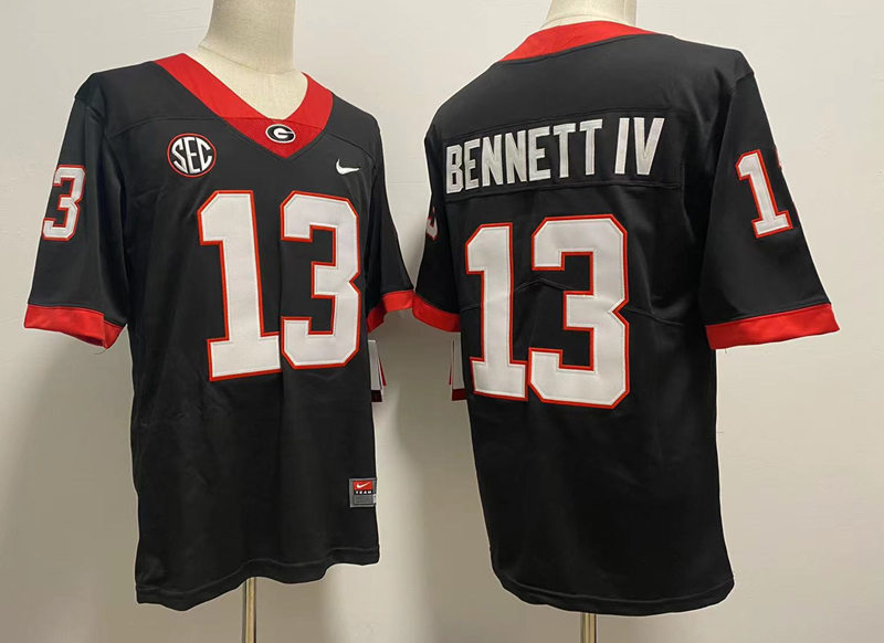 Mens Georgia Bulldogs #13 Stetson Bennett IV 2022 Black alternate College Football Game Jersey