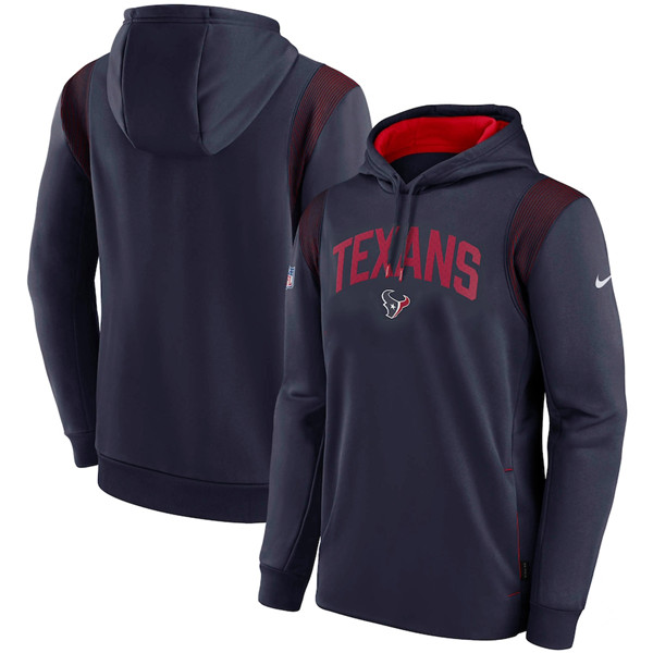 Mens Houston Texans Navy Sideline Stack Performance Pullover Hoodie