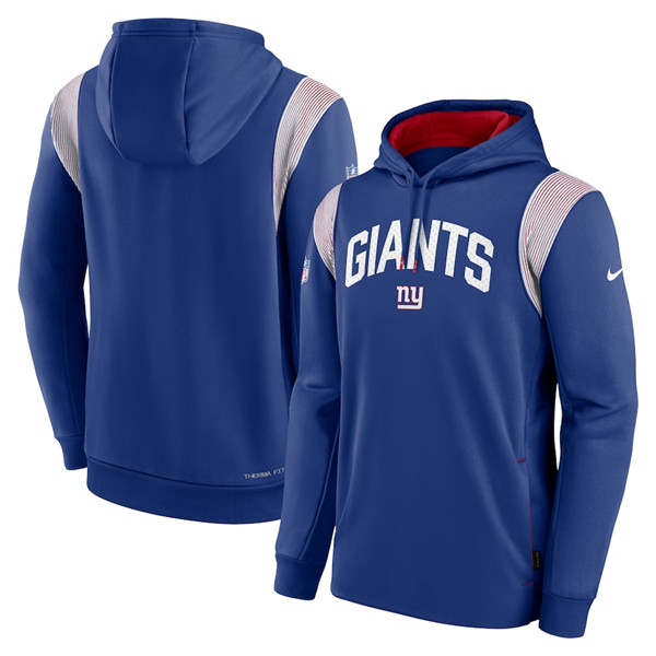 Mens New York Giants Blue Sideline Stack Performance Pullover Hoodie