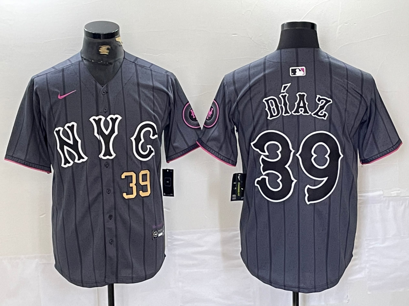 Mens New York Mets #39 Edwin Diaz Gray 2024 City Connect Cool Base Jersey